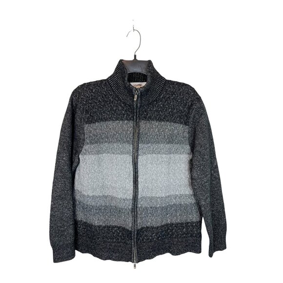 Calvin Klein Cardigan XL Womens Grey Lambs Wool Linen Blend Full Zip Sweater - Picture 5 of 11